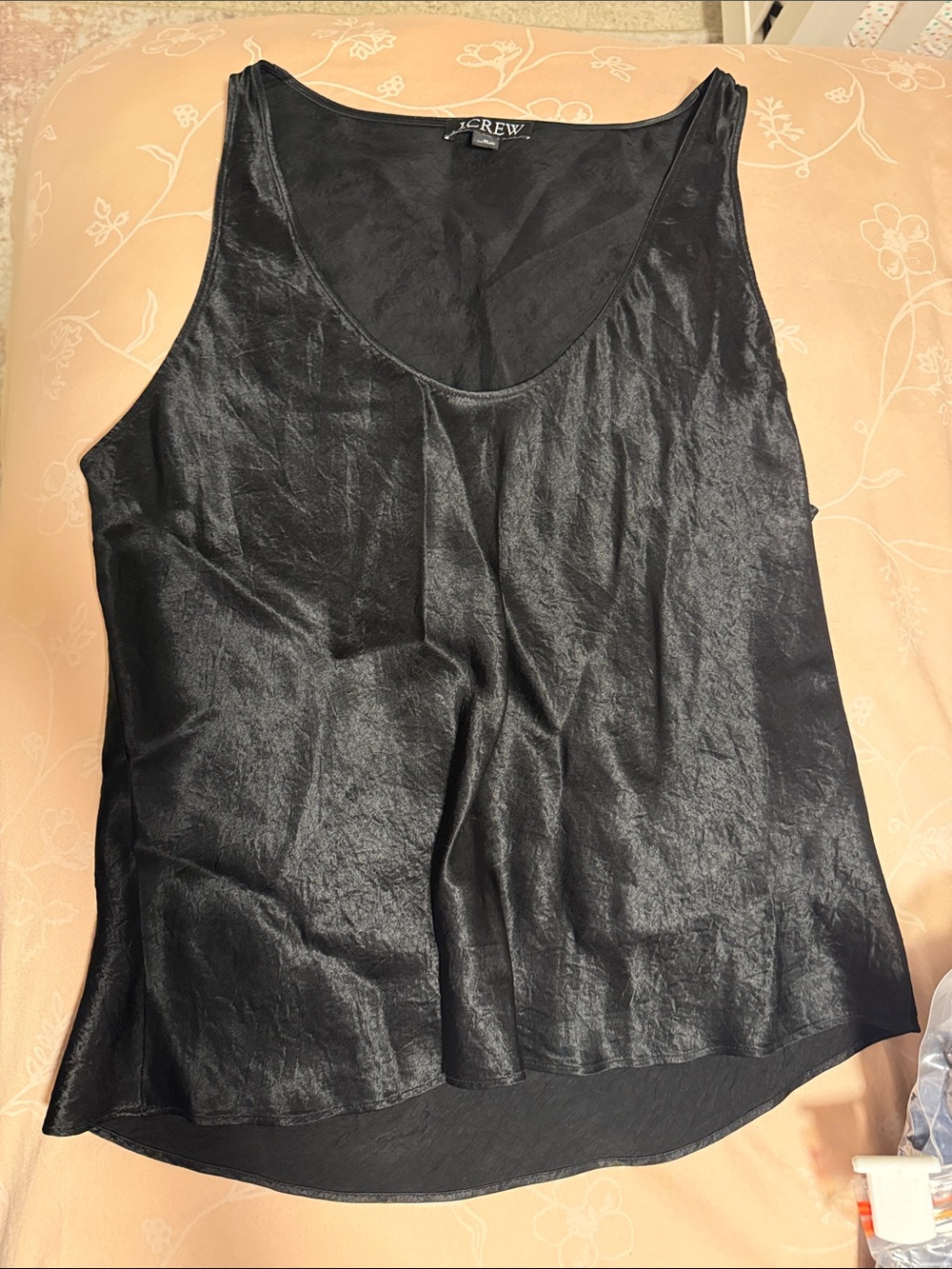 J. Crew Black Satin Scoop Neck Camisole
